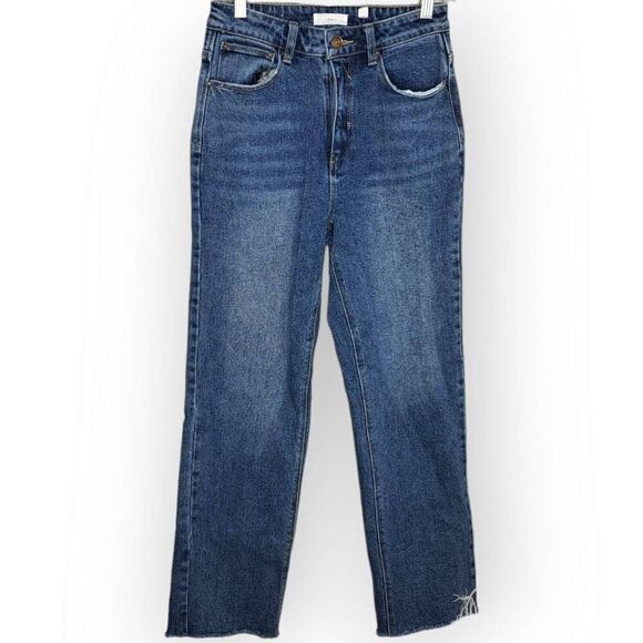 A Loves A Women's High Waist Straight Leg Cropped Jeans with Raw Hem size 27 - Picture 1 of 7